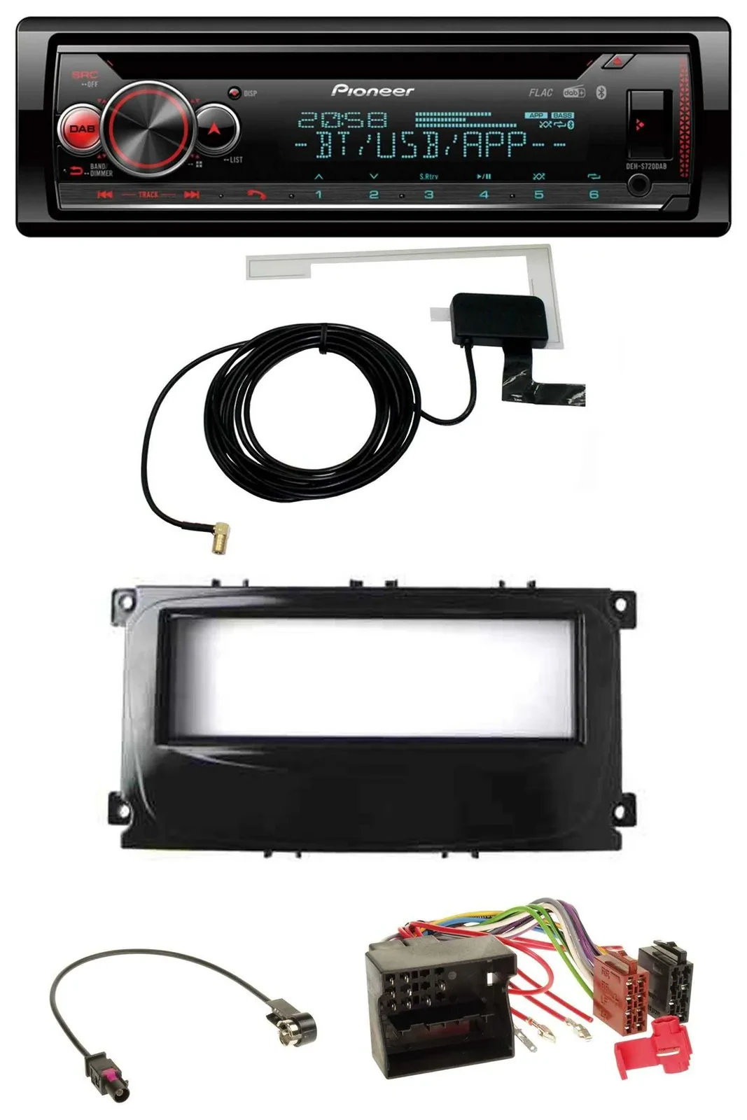 Автомагнитола для Ford Mondeo/S-Max (2007–2014) Pioneer DAB, CD, MP3, USB, Bluetooth, глянцевая