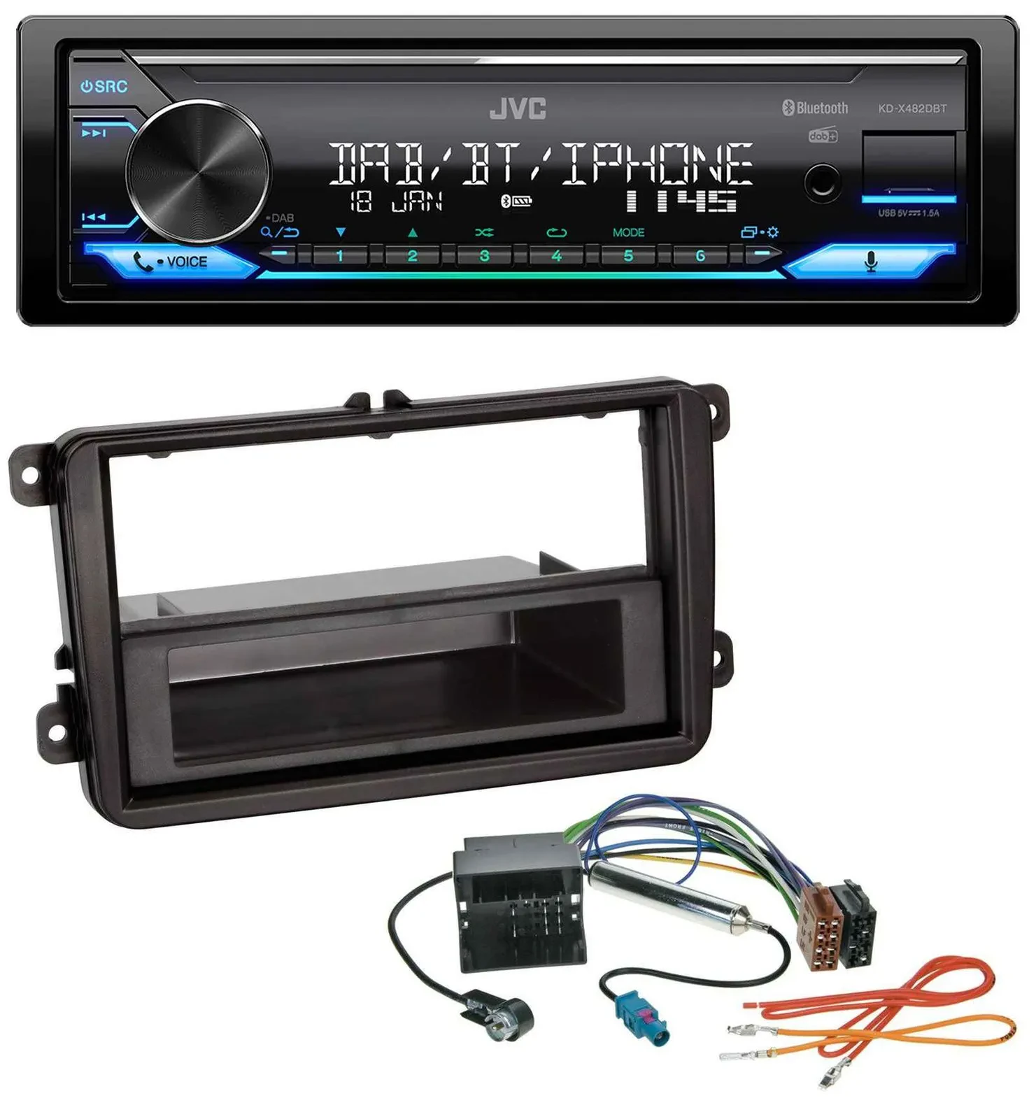 JVC Bluetooth DAB USB MP3 Autoradio für VW Amarok, Beetle, EOS (ab 06)