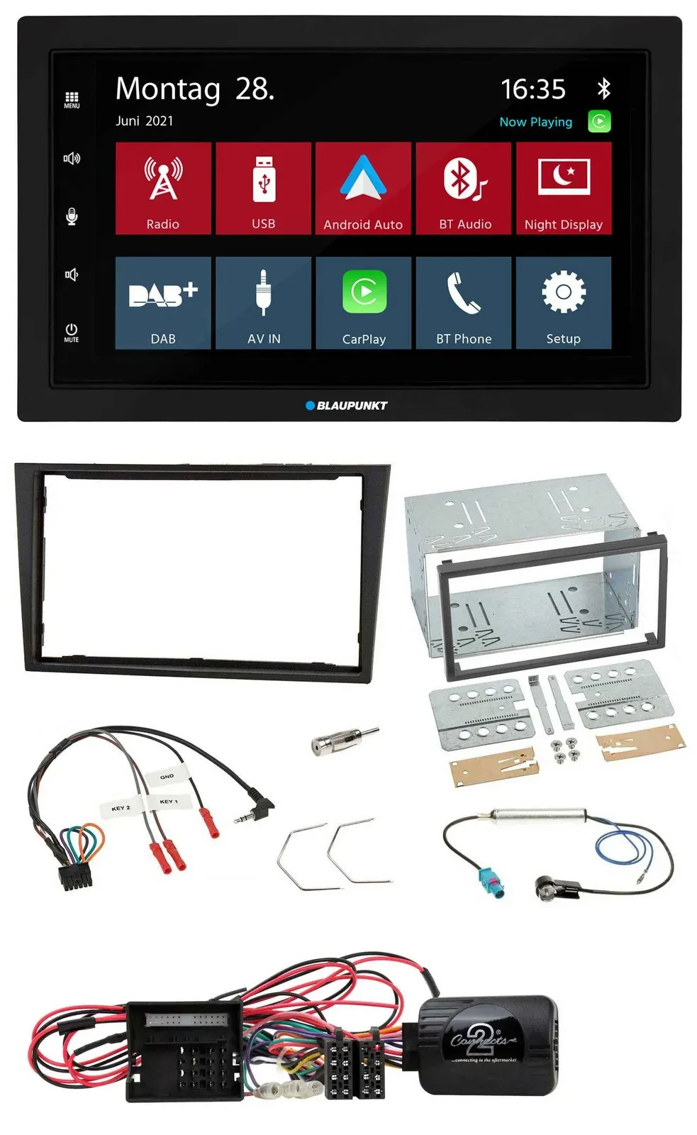 Blaupunkt Lenkrad Bluetooth DAB 2DIN USB Autoradio für Opel Corsa D stealth schw