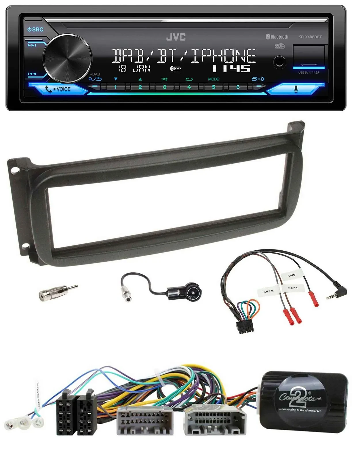 JVC Bluetooth DAB USB Lenkrad Autoradio für Chrysler Dofge RAM ab 2002