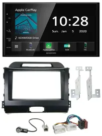 Автомагнитола Kenwood 2-DIN Bluetooth DAB USB для Kia Sportage 3 (2010–2015), черный