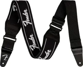 Fender Swell Neoprene Running Logo Guitar Strap, 2.5" Wide, Black