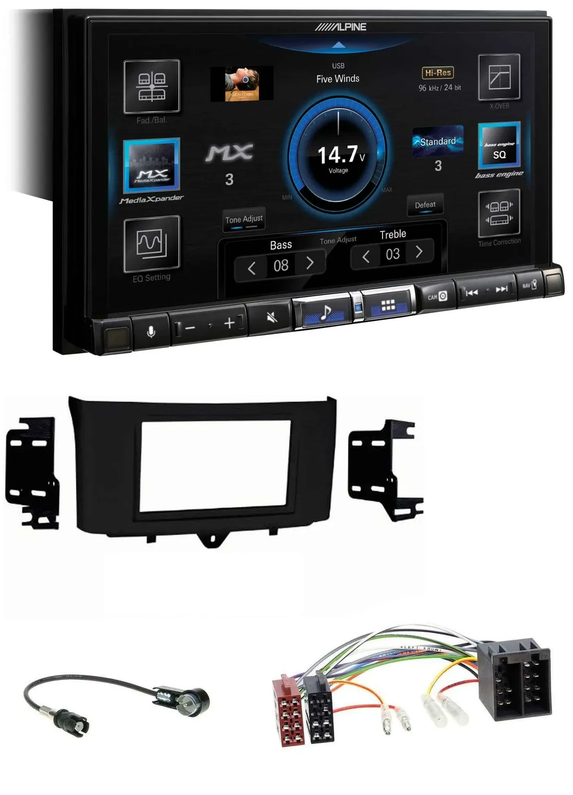 Alpine DAB 2DIN USB Bluetooth MP3 Autoradio für Smart ForTwo 10-15 ISO Profivers