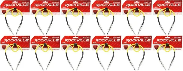 Патч-кабель инструментальный Rockville RCGT1.5Y Yellow 0.45 м (12 штук)