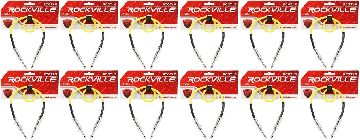 Патч-кабель инструментальный Rockville RCGT1.5Y Yellow 0.45 м (12 штук)