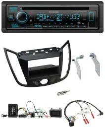 Kenwood Bluetooth DAB CD Lenkrad USB Autoradio für Ford C-Max Kuga matt schwarz