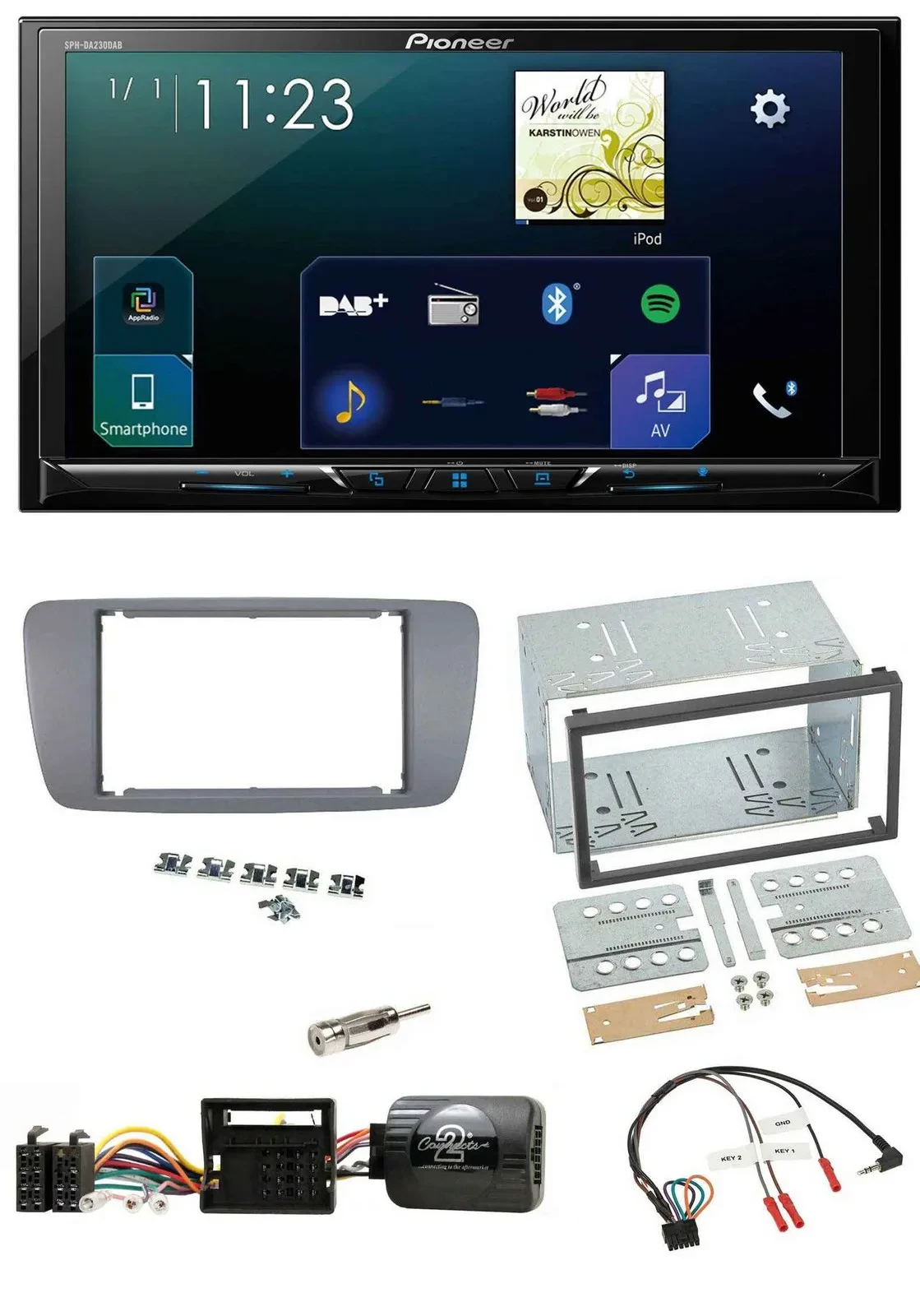 Pioneer Lenkrad Bluetooth USB 2DIN DAB Autoradio für Seat Ibiza ab 08 conemaragr