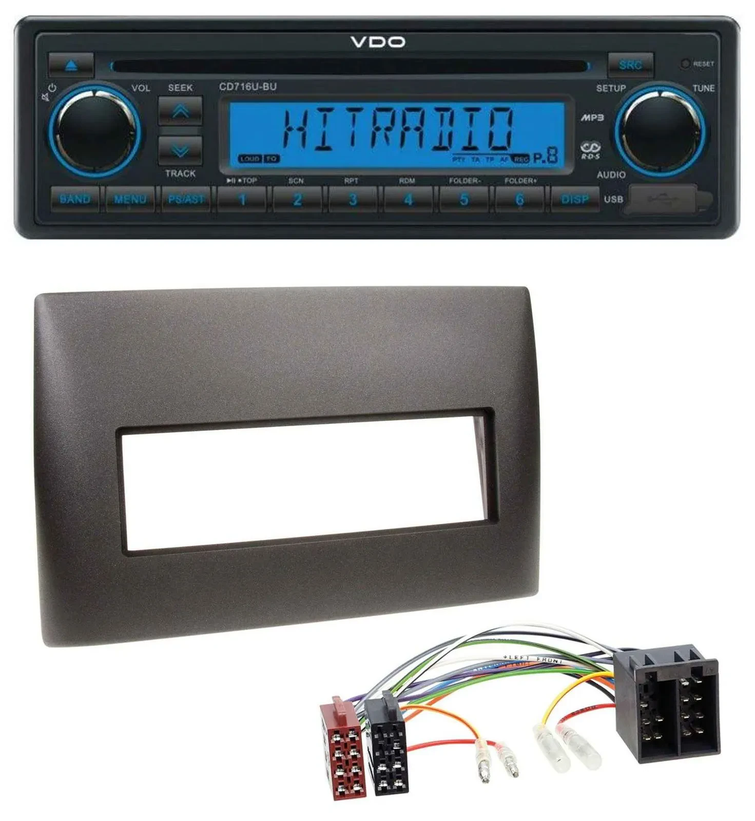 VDO AUX MP3 1DIN CD USB Autoradio für Fiat Stilo (192, 2001-2008)