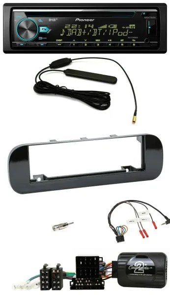 Pioneer CD MP3 Lenkrad DAB USB Autoradio für Fiat Panda 12-20 schwarz glänzend