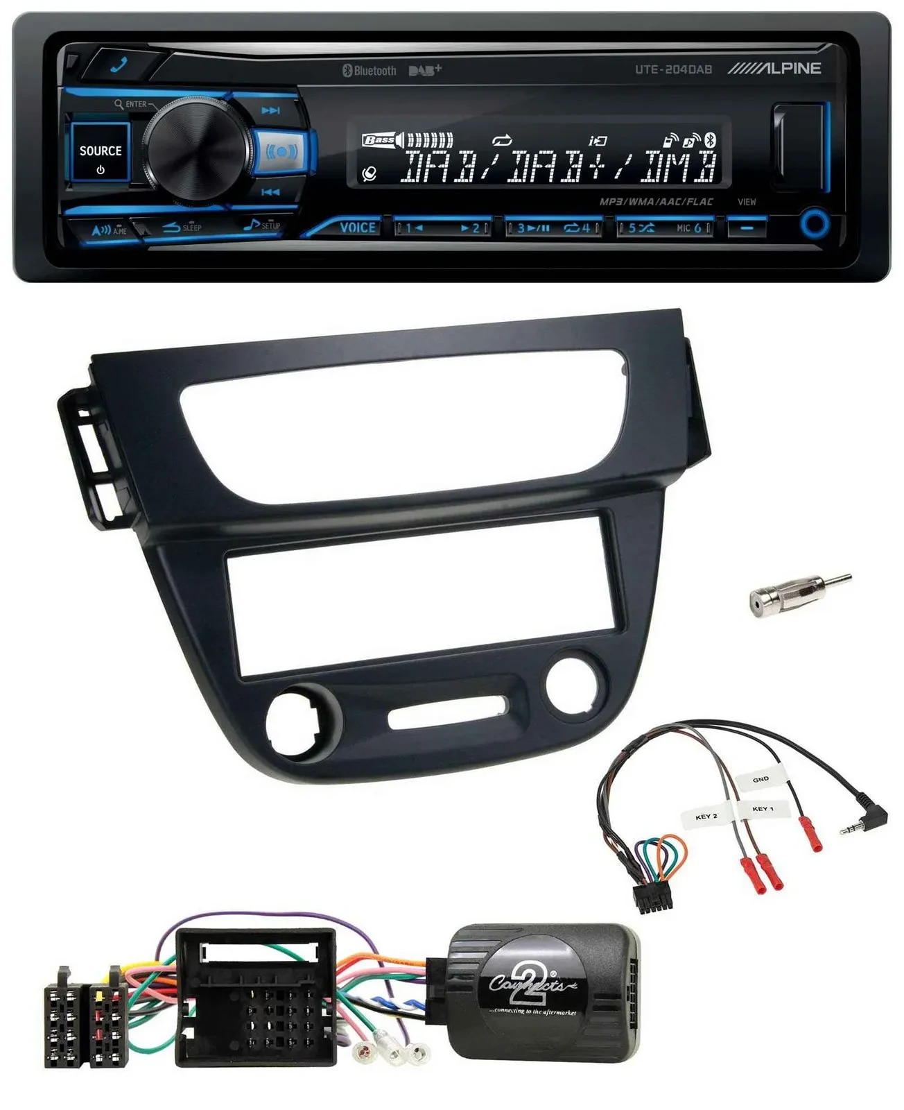 Alpine USB Bluetooth DAB Lenkrad Autoradio für Renault Megane III 09-12 schwarz
