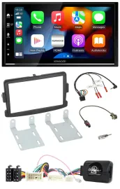 Автомагнитола Kenwood 2DIN, DAB, USB, Bluetooth, для Dacia Sandero (с 2013), поддержка управления на руле, черная