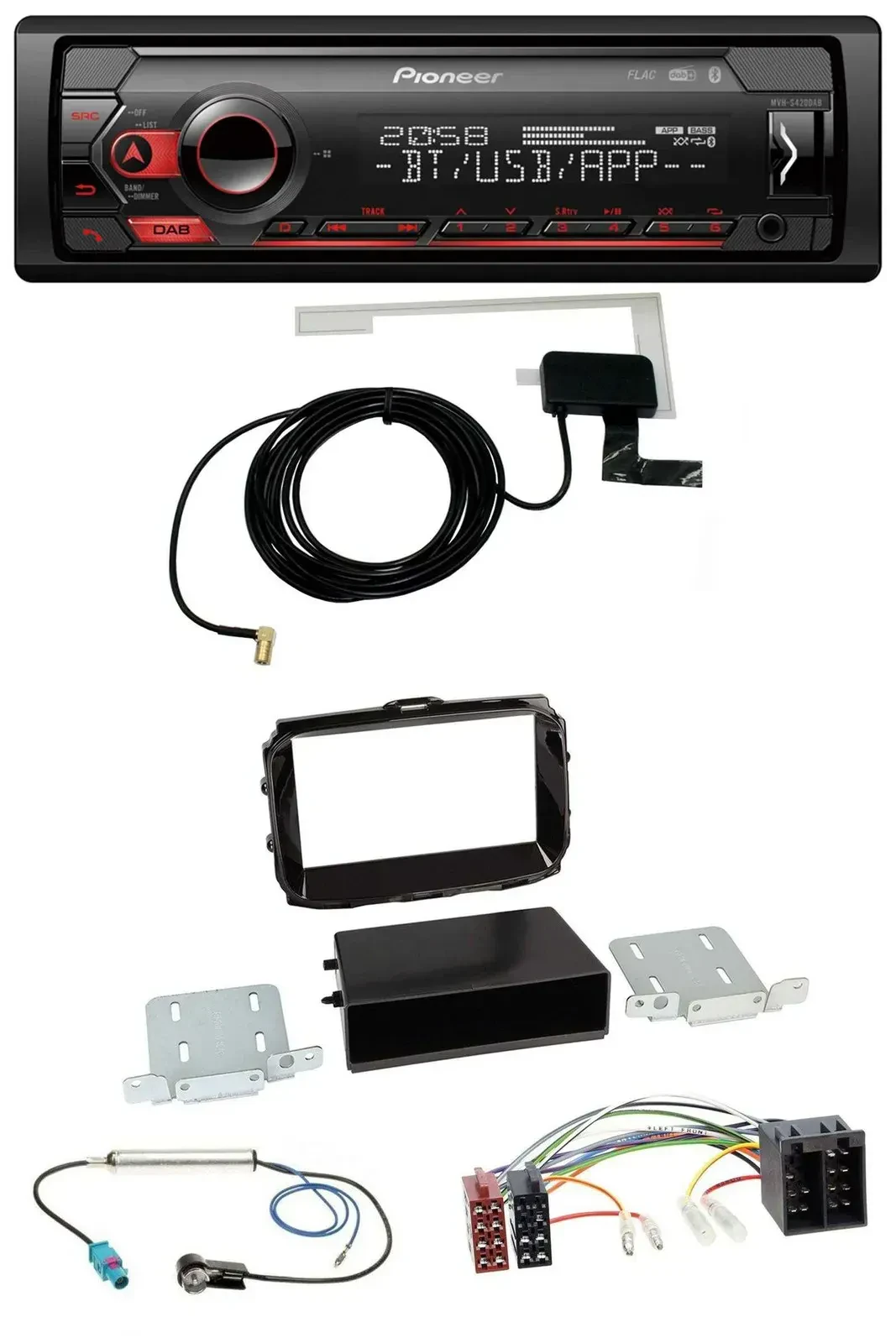 Автомагнитола для Alfa Romeo Giulietta (с 2013) Pioneer DAB, USB, MP3, Bluetooth, ISO, черный глянец