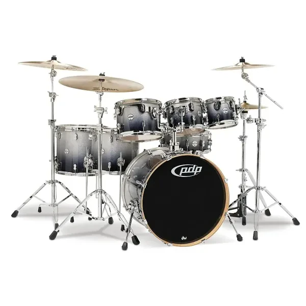 PDP by DW Concept Maple by DW 7-Piece Shell Pack Silver to Black Fade