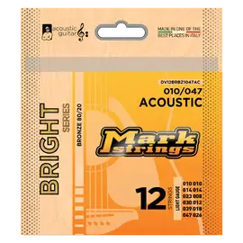 Струны для 12-струнной акустической гитары Markbass Bright Series Bronze 80/20 10-47