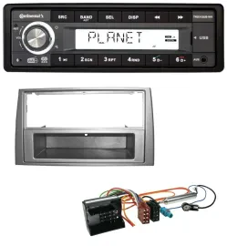 Автомагнитола для Peugeot 308 (2007–2009) Continental 1 DIN, USB, AUX, DAB, MP3, темно-серебристая