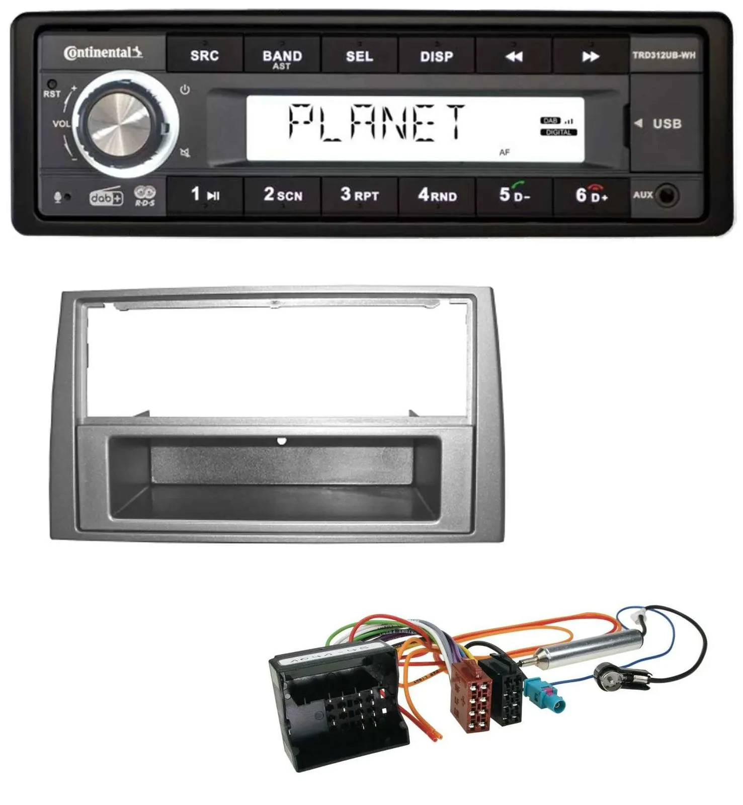 Автомагнитола для Peugeot 308 (2007–2009) Continental 1 DIN, USB, AUX, DAB, MP3, темно-серебристая