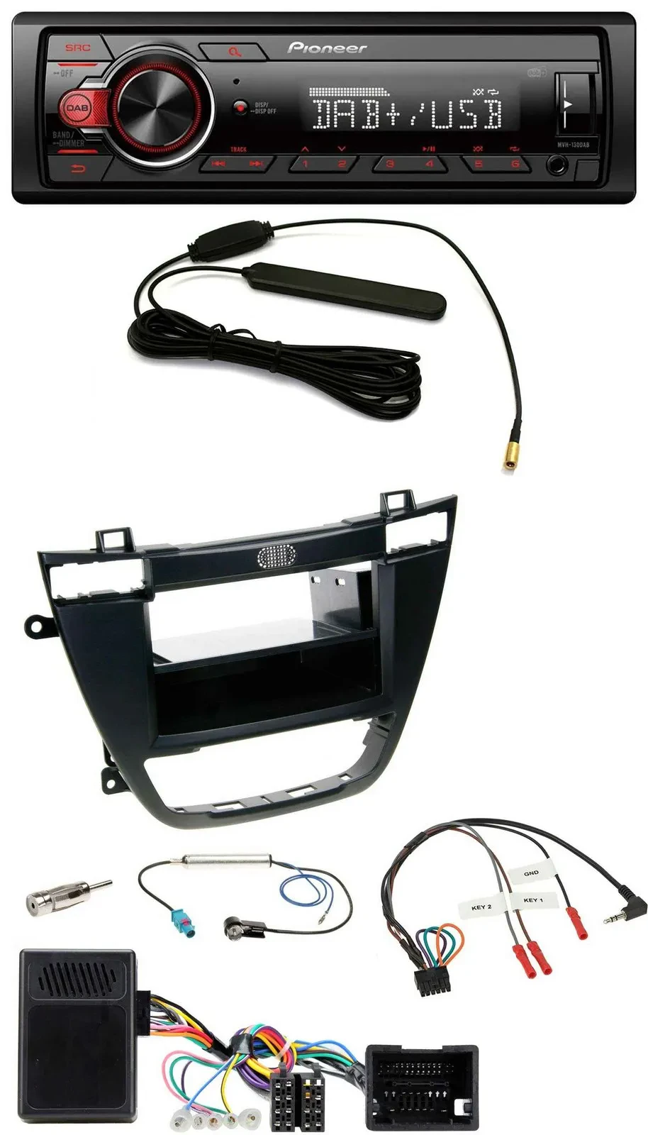 Автомагнитола для Opel Insignia Pioneer 1 DIN, MP3, DAB, USB, совместимая с кнопками на руле, черная