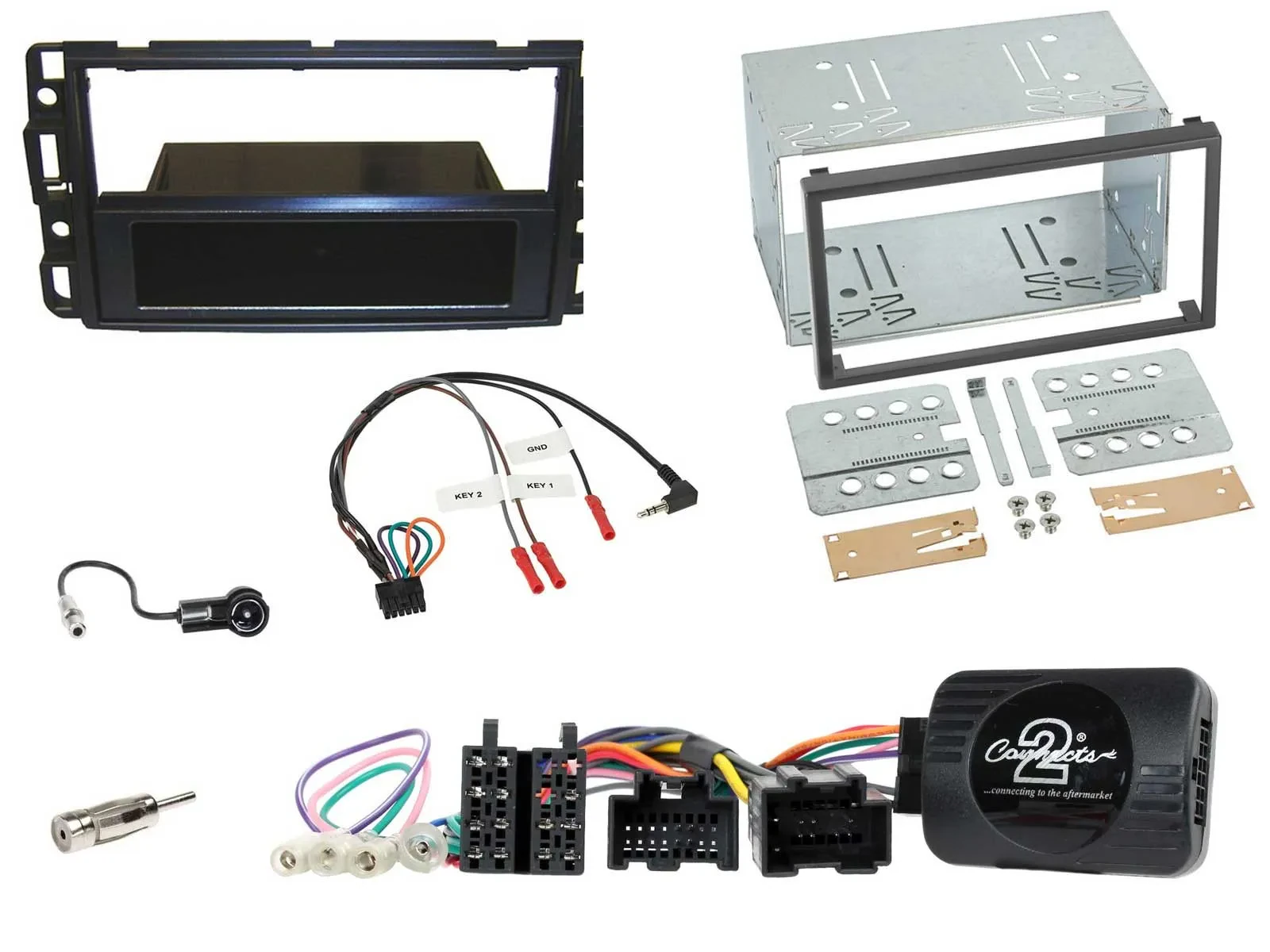 Einbauset Lenkradadapter Doppel DIN Autoradio für Cadillac BLS YSCF 2006-2010
