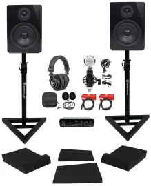 Rockville Recroding Kit w/R-TRACK 2x2 Interface+Mic+Headphones+Monitors+Stands