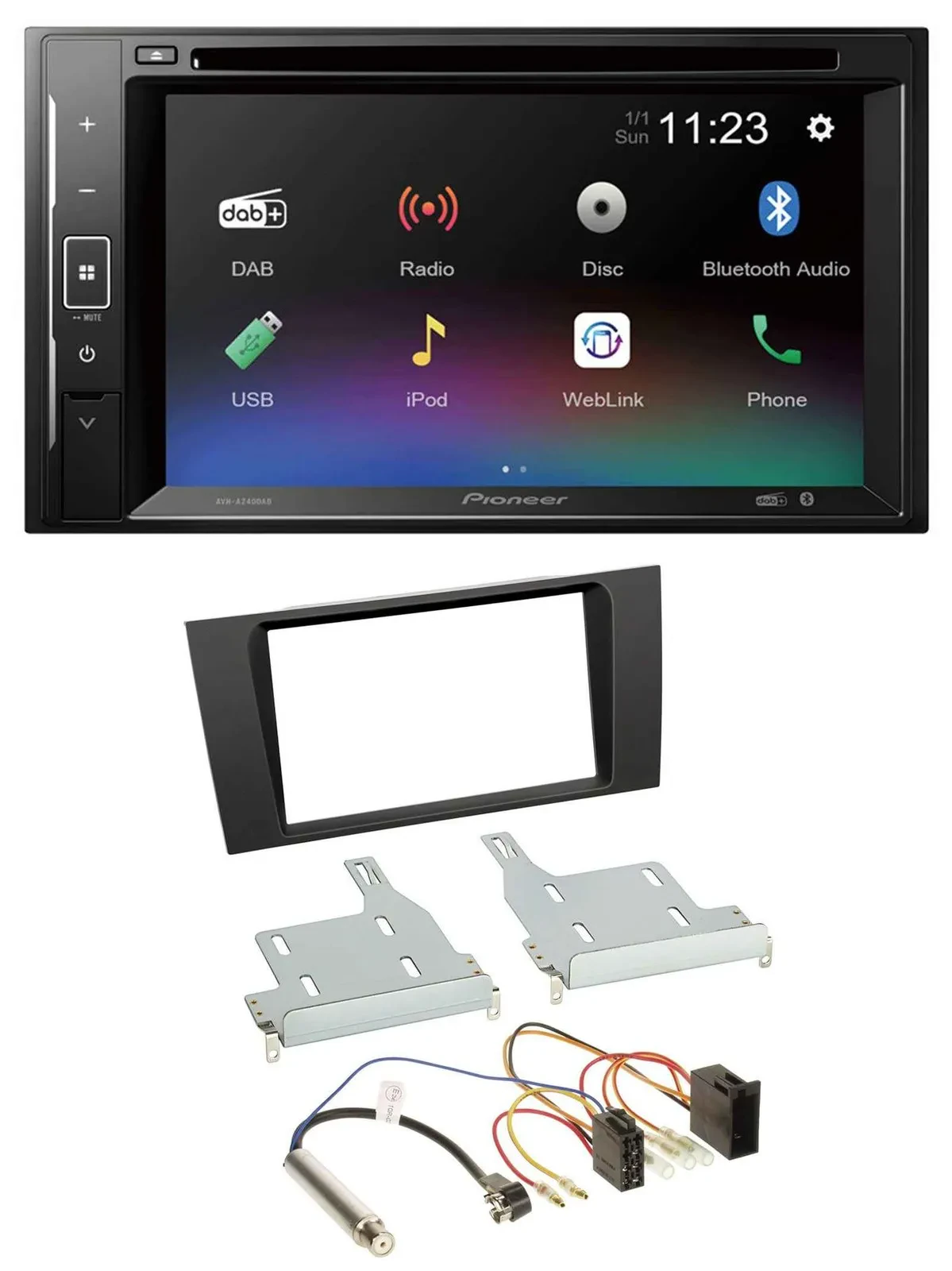 Pioneer Bluetooth MP3 USB 2DIN DAB DVD Autoradio für Audi A4 B5 1999-2001 Sympho
