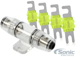 4 Pack 100A Nickel-Plated MANL Fuse w/Holder for Car Audio Install