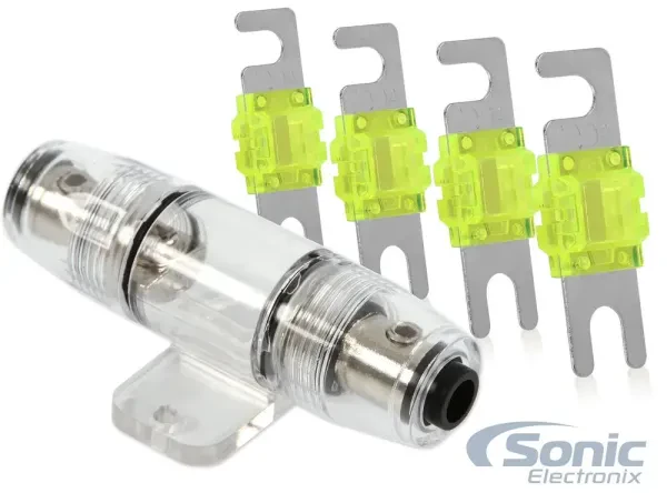4 Pack 100A Nickel-Plated MANL Fuse w/Holder for Car Audio Install