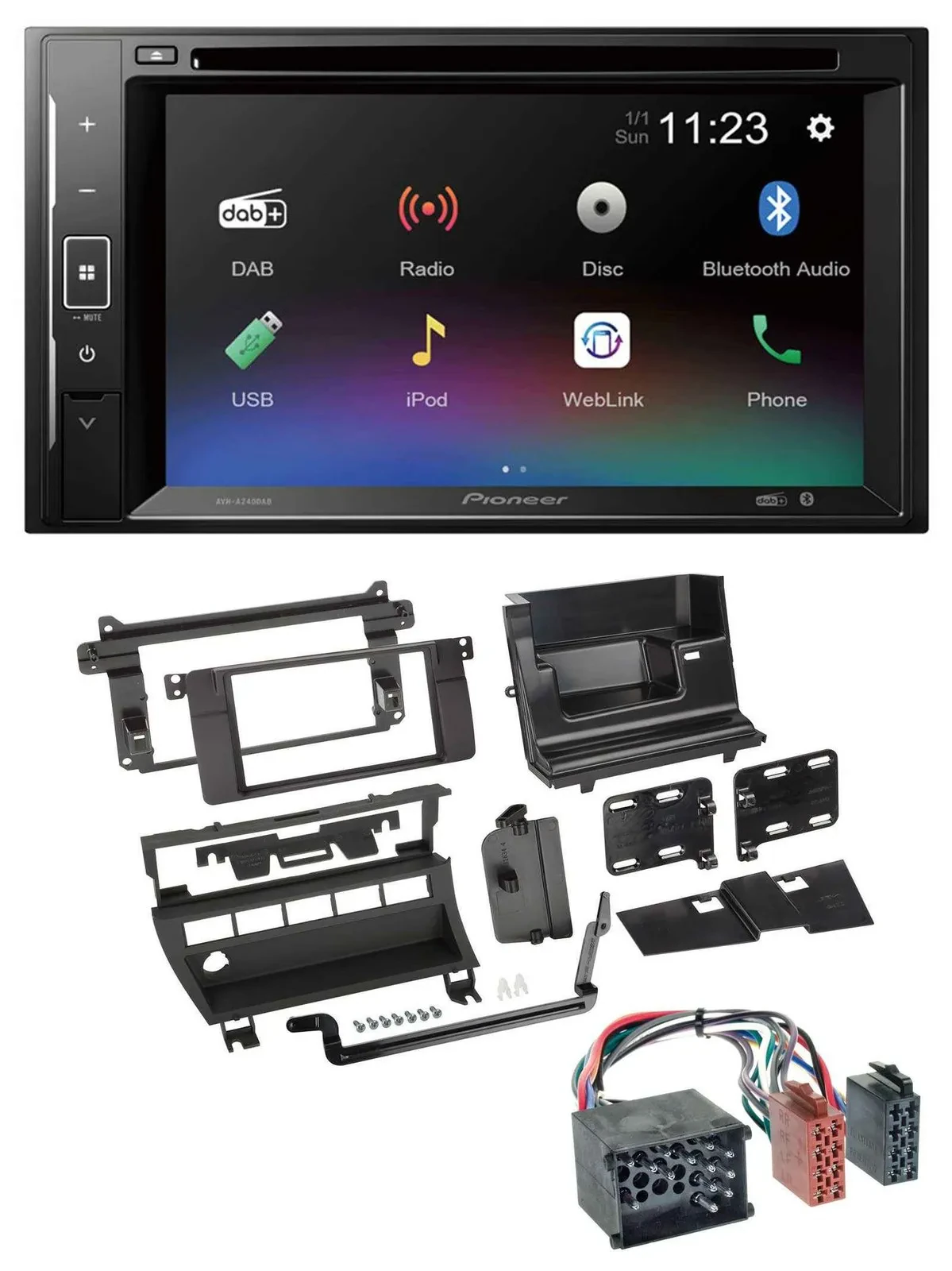 Pioneer Bluetooth MP3 USB 2DIN DAB DVD Autoradio für BMW 3er 1999-2001 5 Schalte