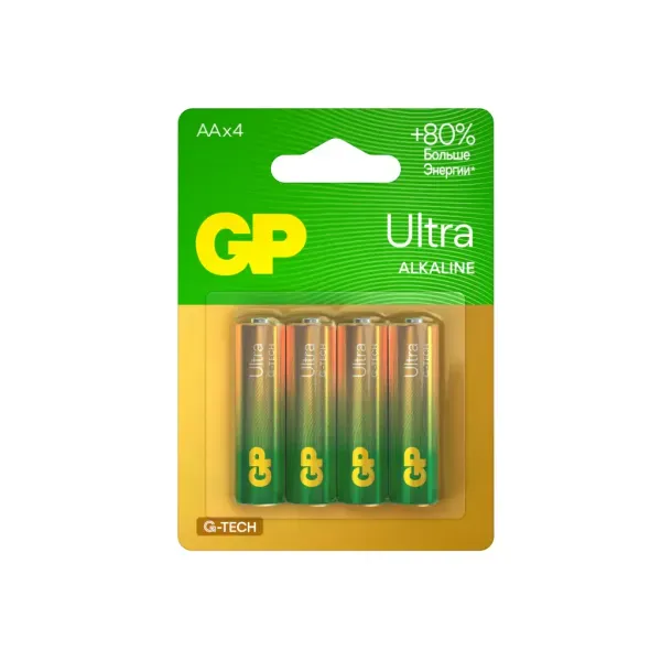 GP15AUA21-2CRSBC4 Ultra Alkaline G-TECH Элемент питания АА, алкалиновый, 4 шт, GP