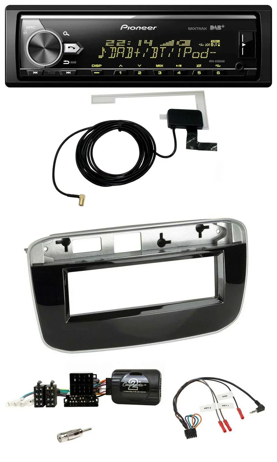 Автомагнитола для Fiat Punto/Punto Evo Pioneer Bluetooth, DAB, USB, совместимая с кнопками на руле