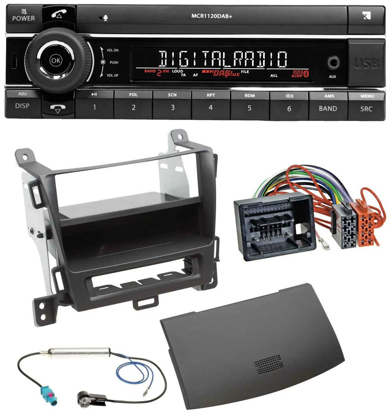 Kienzle Bluetooth MP3 USB DAB Autoradio für Opel Zafira Tourer ab 12 jet black