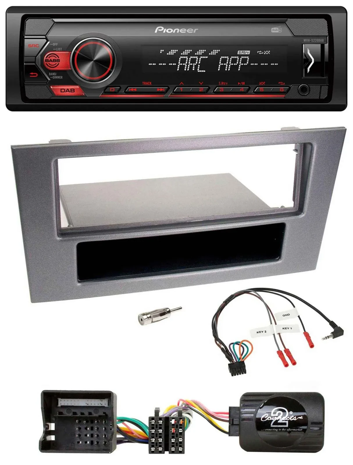 Автомагнитола для Ford Mondeo Pioneer 1-DIN, DAB, USB, MP3, антрацит (2004–2007)