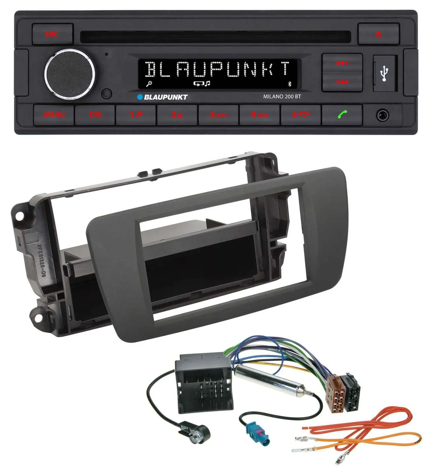 Blaupunkt MP3 USB CD Bluetooth AUX Autoradio für Seat Ibiza (ab 12) - tuam grey