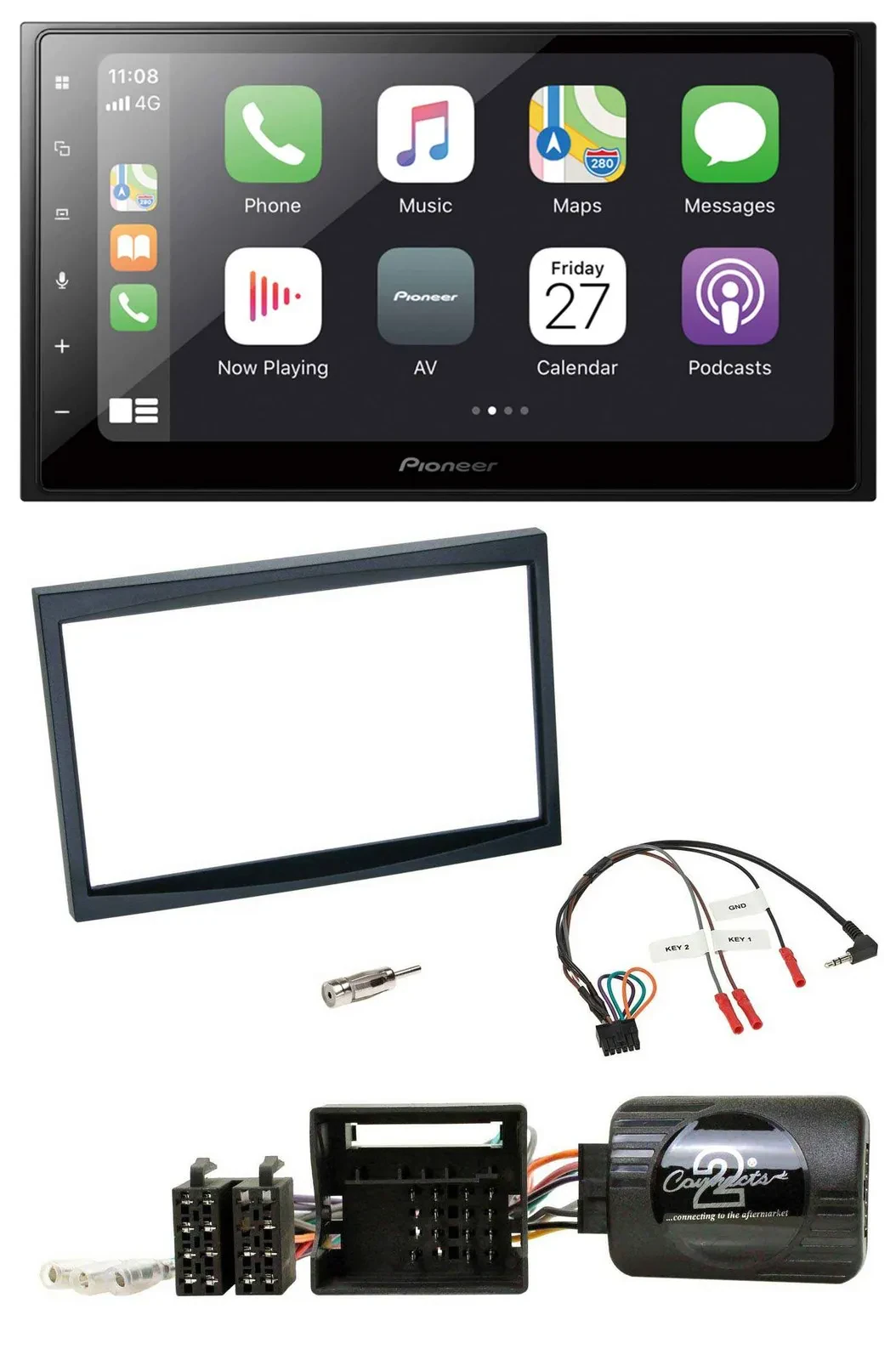 Автомагнитола Pioneer 2DIN, Bluetooth, DAB, USB для Citroen C2/C3/Berlingo/Jump