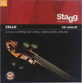 STAGG Saitensatz für 3/4 - 4/4 Cello, Stahl - Medium