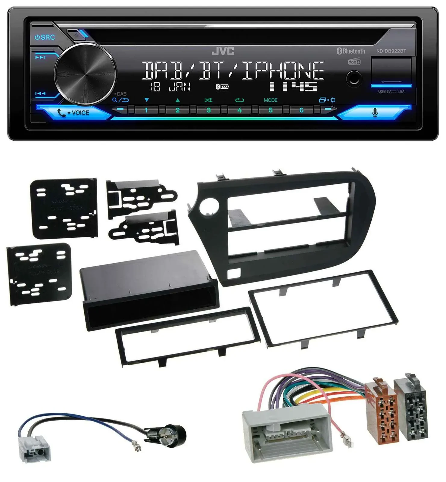 JVC Bluetooth MP3 USB DAB CD Autoradio für Honda Insight (ZE2, 2009-2013)