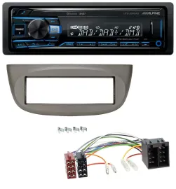 Alpine USB Bluetooth DAB MP3 Autoradio für Renault Twingo 07-12 beige-grau