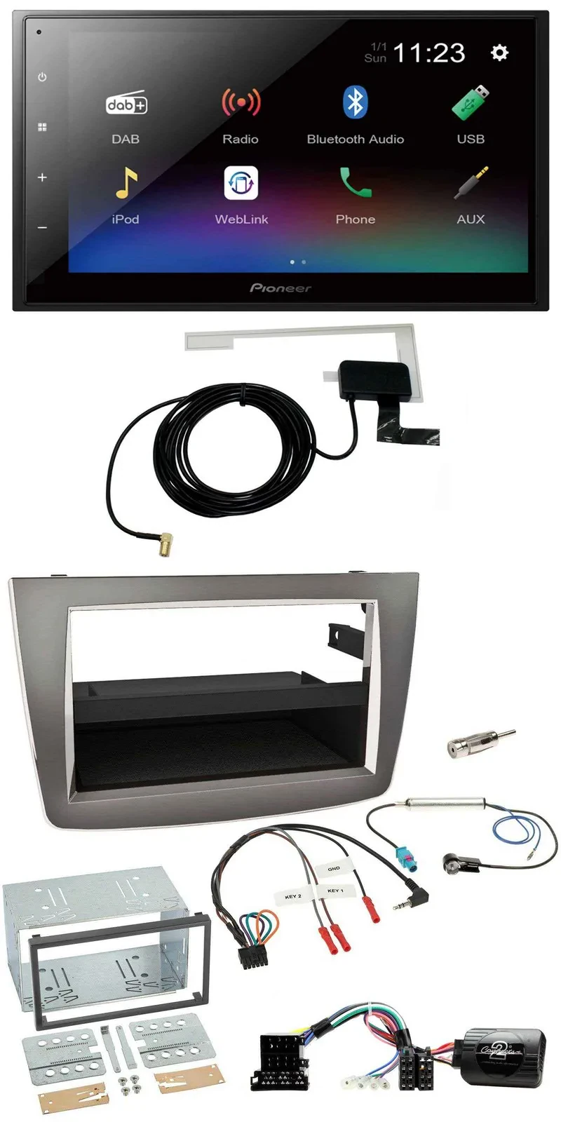 Автомагнитола для Alfa Romeo Mito 2008–2014 Pioneer 2DIN, DAB, Bluetooth, USB