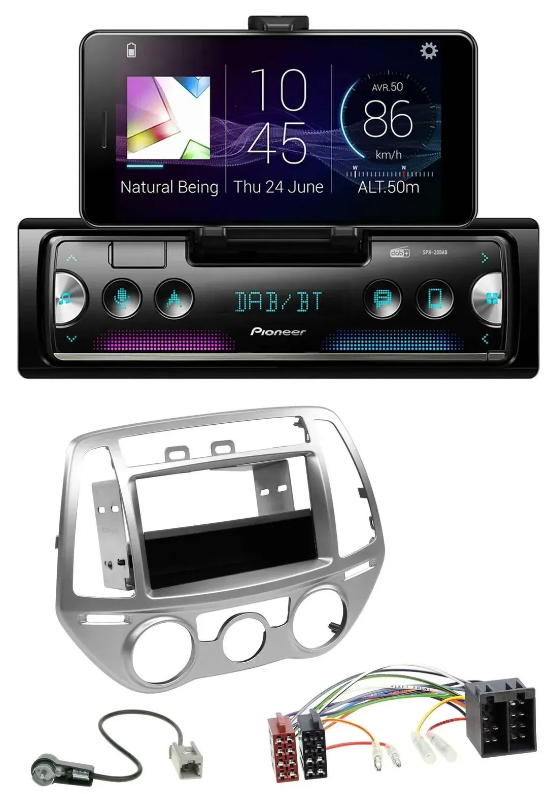 Автомагнитола Pioneer для Hyundai i20 (2012–2014) с ручным климатом, USB, MP3, Bluetooth, DAB