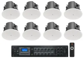 (8) JBL Control 412C/T 3" Commercial 70v Ceiling Speakers For Restaurant/Bar+Amp