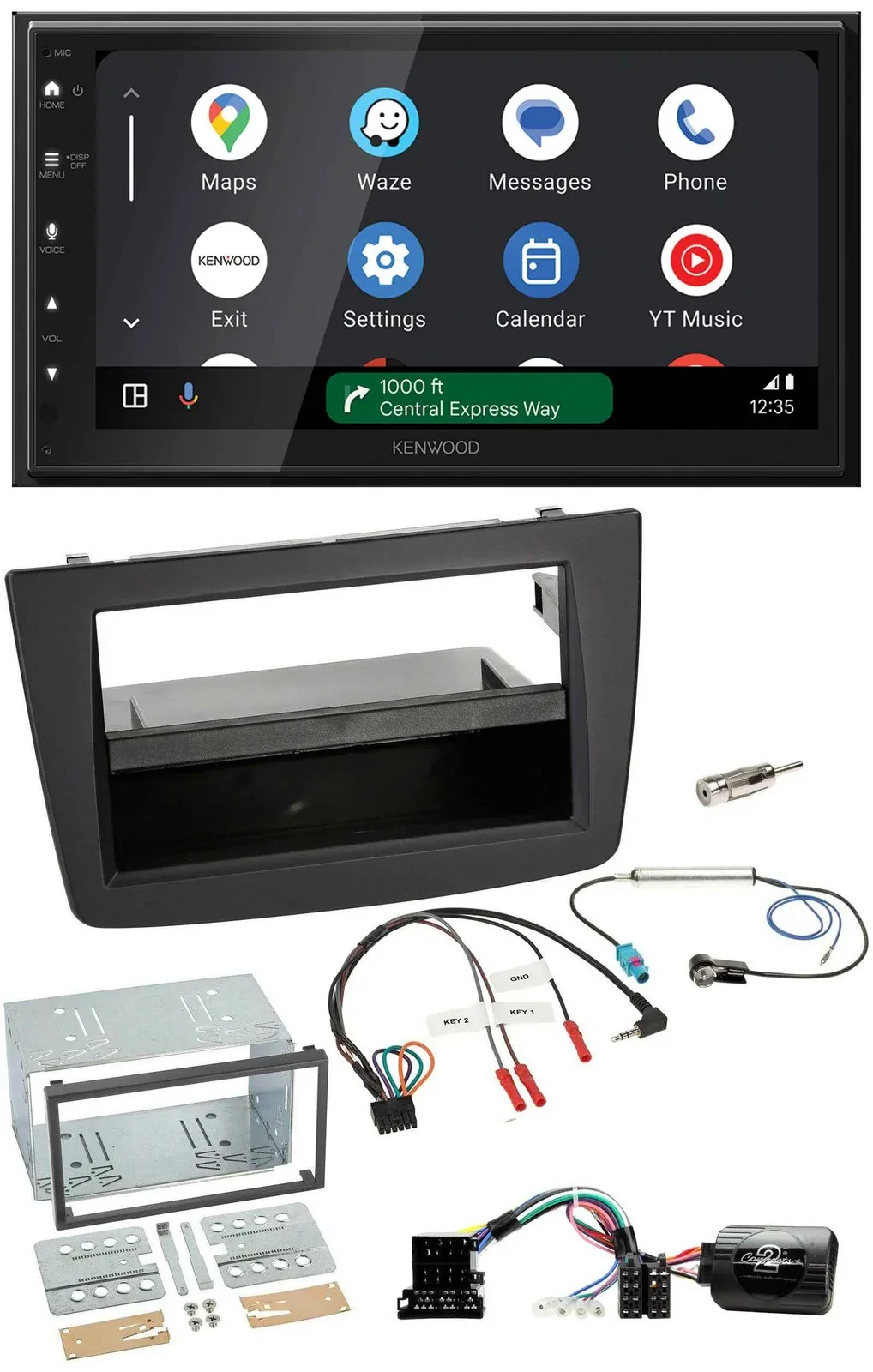 Kenwood DAB Bluetooth USB Lenkrad 2DIN Autoradio für Alfa Romeo Mito 08-14 schwa