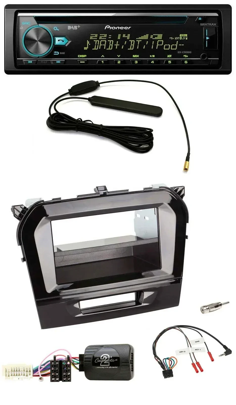 Автомагнитола для Suzuki Vitara (с 2015) Pioneer CD/MP3, DAB, USB, поддержка управления на руле, цвет piano black