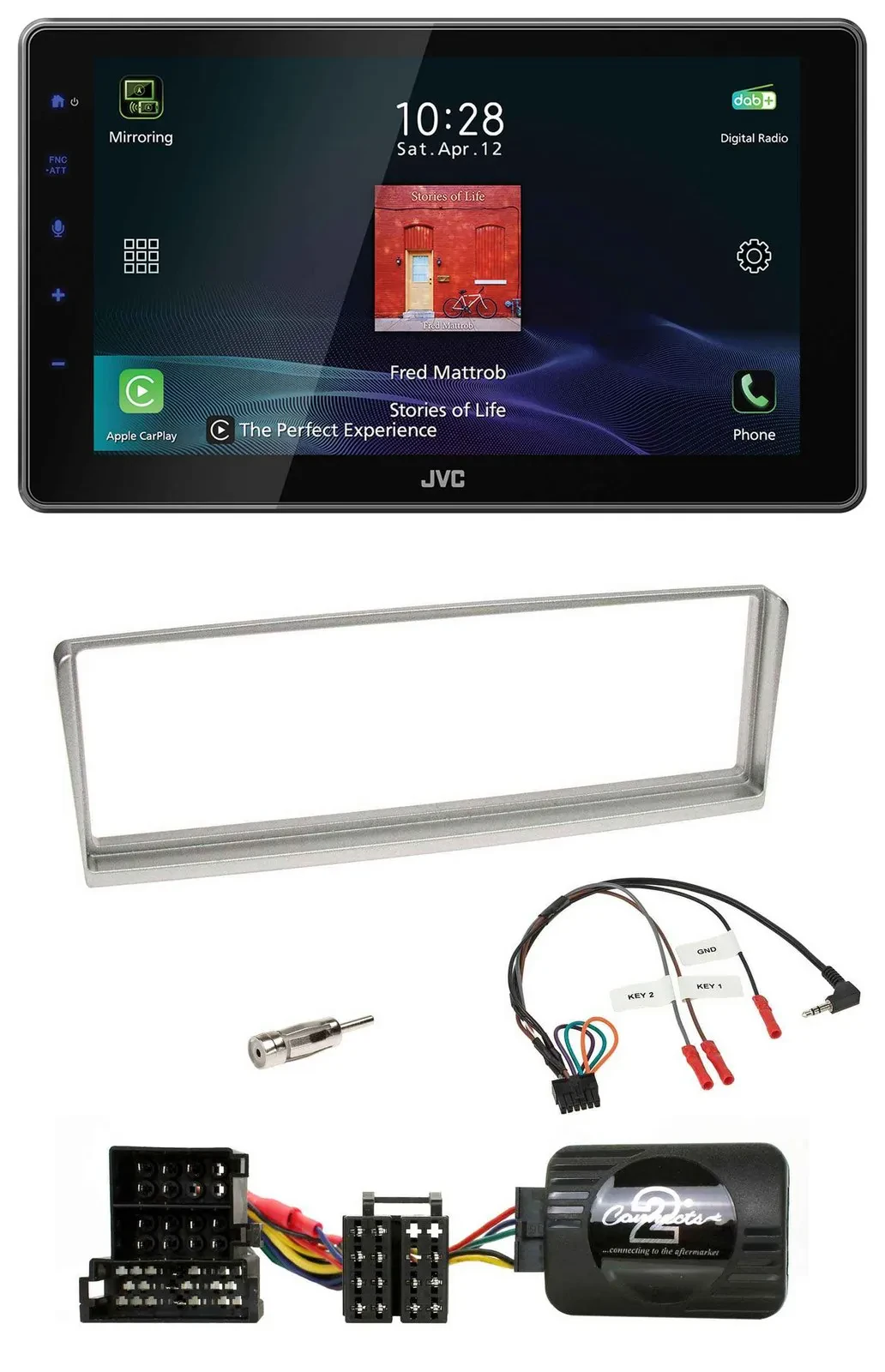 JVC DAB Lenkrad Bluetooth USB Autoradio für Alfa Romeo 156 2002-2003 silber