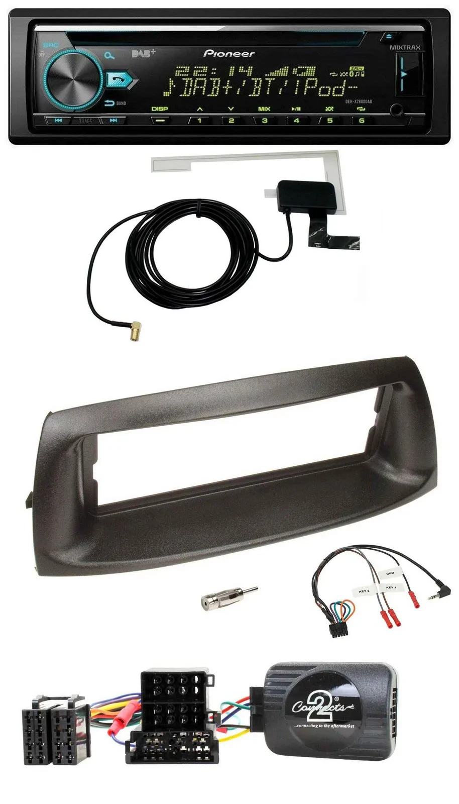 Автомагнитола Pioneer CD/USB/DAB MP3 для Fiat Punto 1999–2005 с управлением с руля