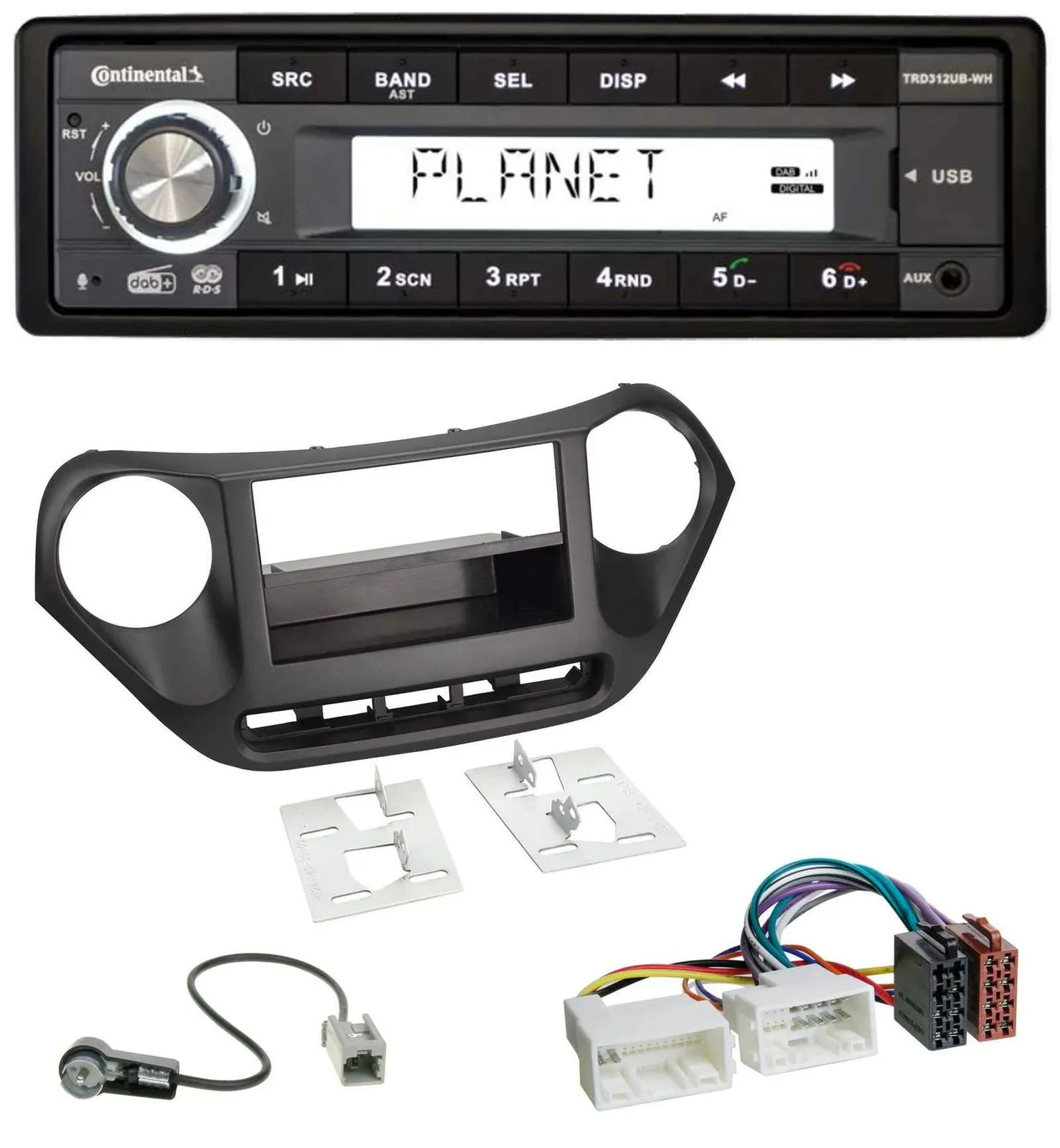 Continental USB 1DIN AUX DAB MP3 Autoradio für Hyundai i10 (ab 2013)