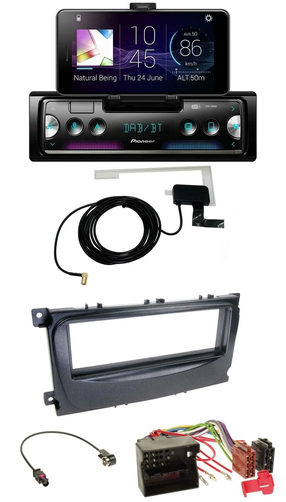 Pioneer DAB Bluetooth MP3 USB Autoradio für Ford Mondeo S-Max 07-14 schwarz