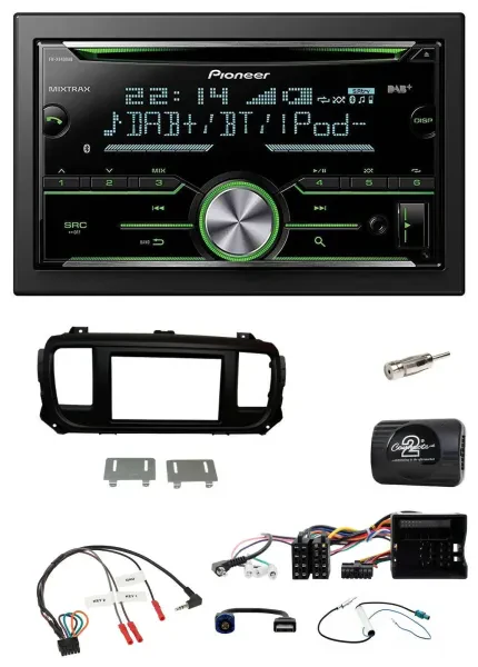 Pioneer Bluetooth Lenkrad DAB 2DIN USB CD Autoradio für Citroen Jumpy Erstausst.