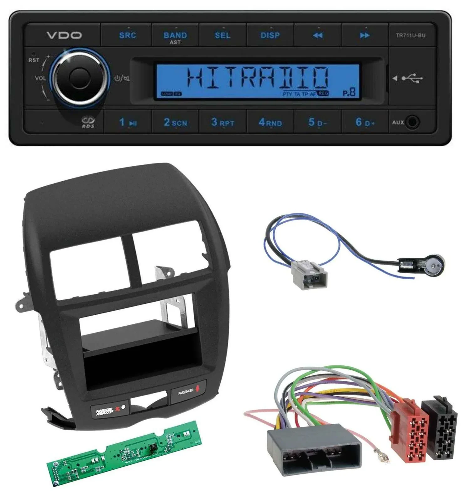 Автомагнитола VDO 1DIN, USB, AUX, MP3 для Mitsubishi ASX (2010–2014)
