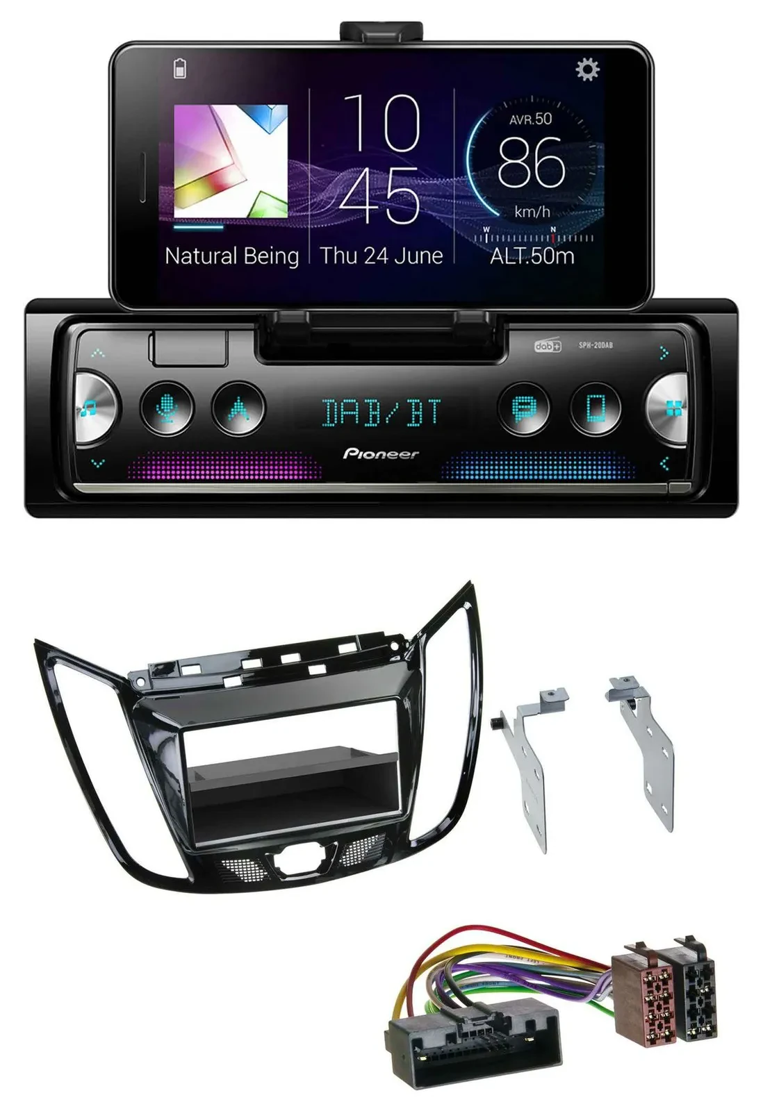 Pioneer USB MP3 Bluetooth DAB Autoradio für Ford C-Max Kuga Klavierlack schwarz