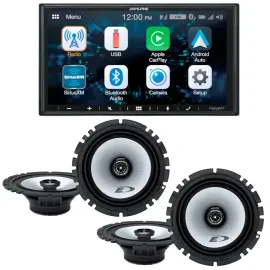 Alpine iLX-W650 7" Double DIN Multimedia Receiver + (4) 6.5" Coaxial Speakers