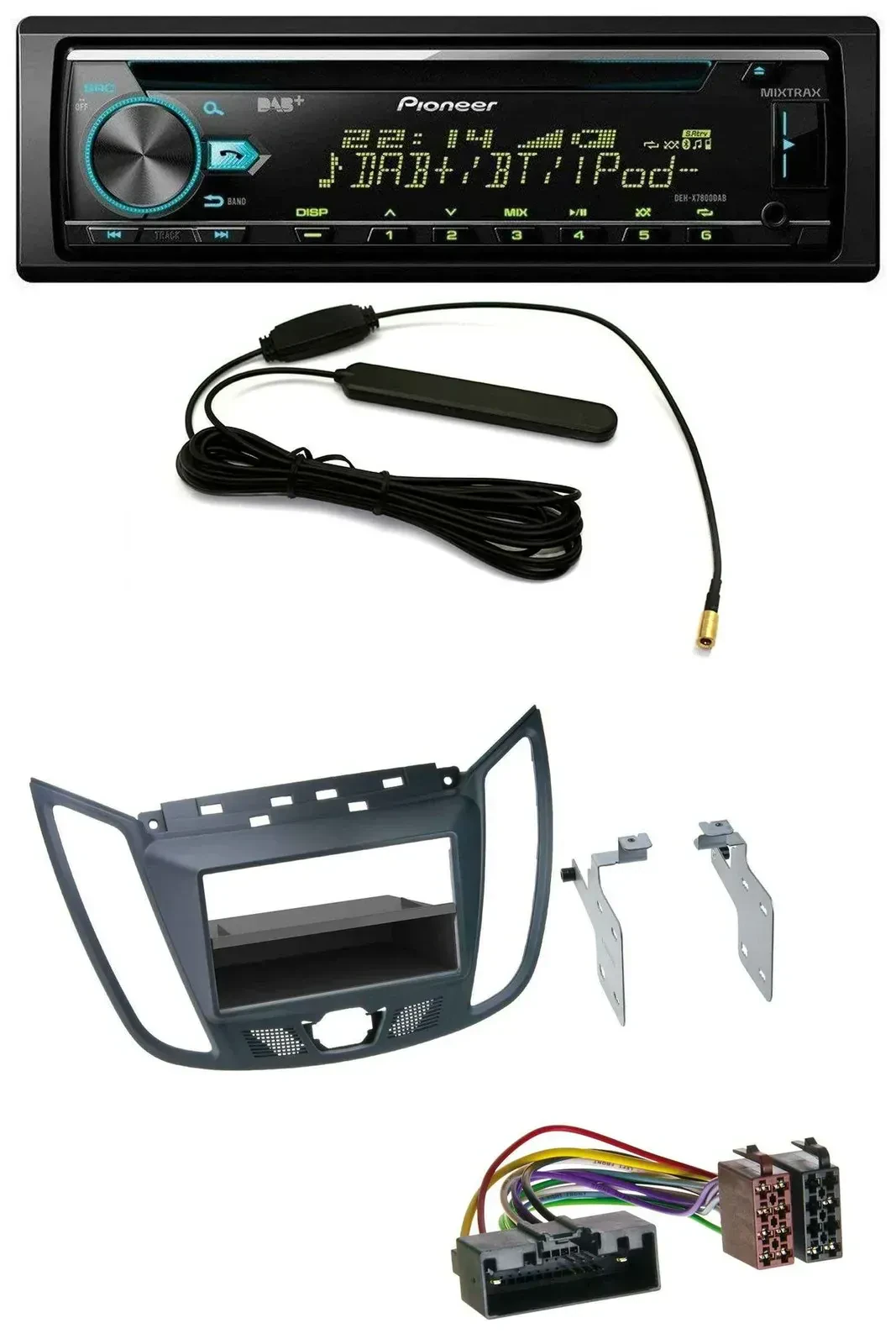 Автомагнитола для Ford C-Max/Kuga Pioneer CD/MP3, USB, AUX, DAB тёмно-серая